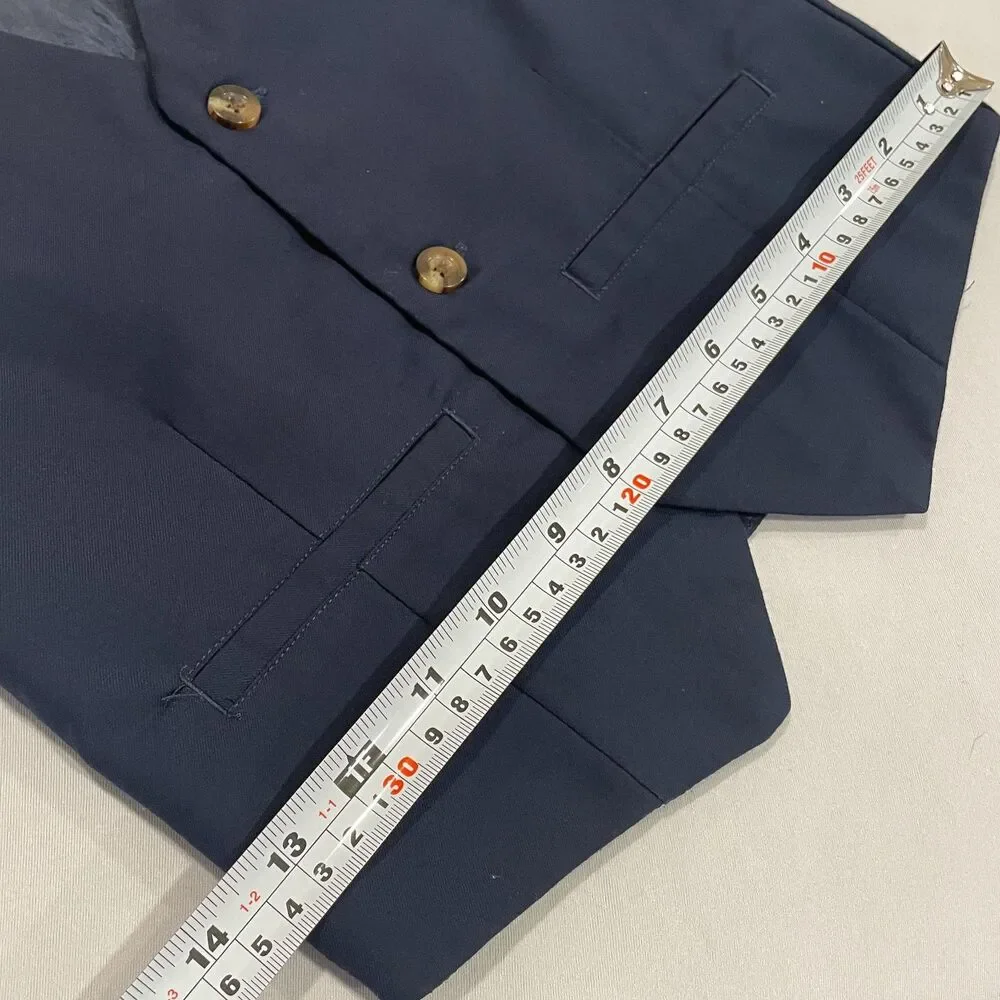 ~ Gymboree 5T Boys Vest Navy Blue Lined 3 Button Up